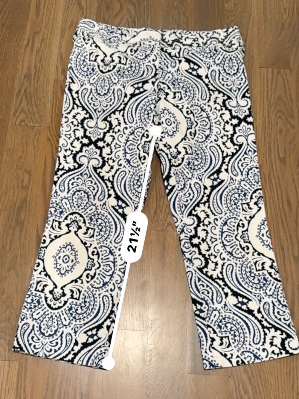 J. Crew Printed Crop Pants in blue Black & White size 8 summer - Picture 5 of 8